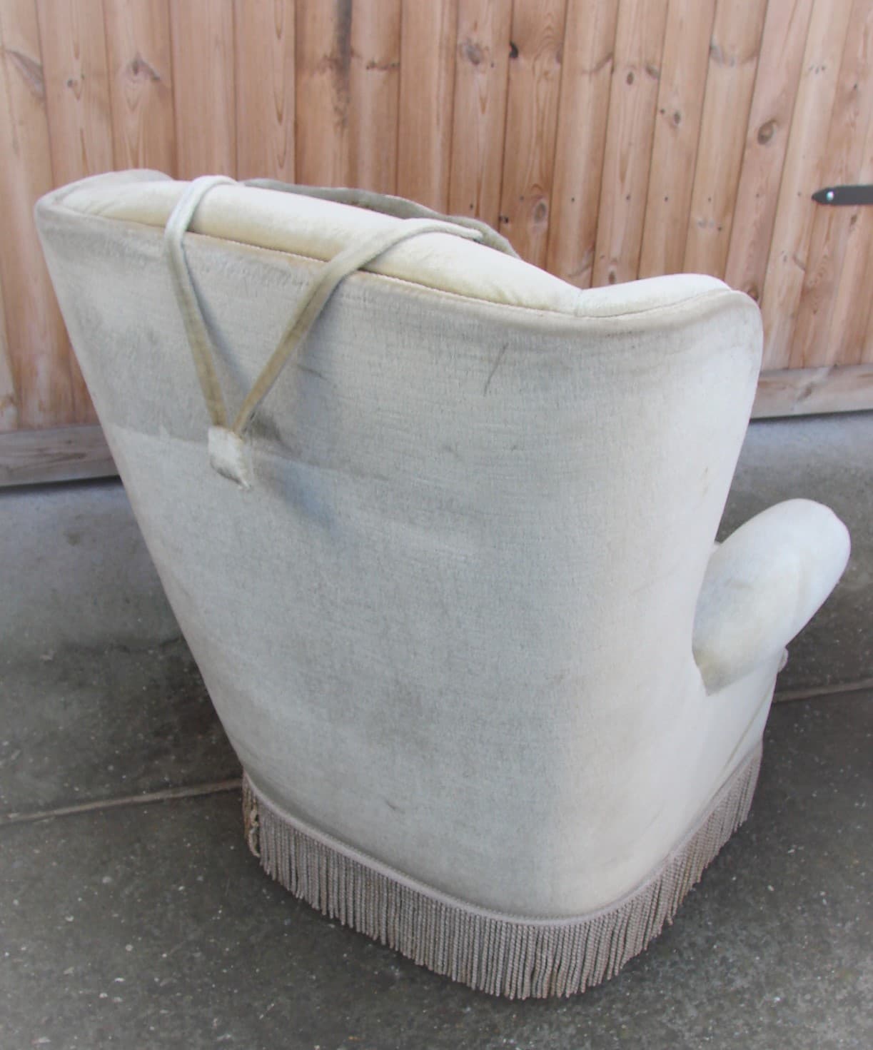 Pair of wingback armchairs, beige velvet, 1970s - 207411