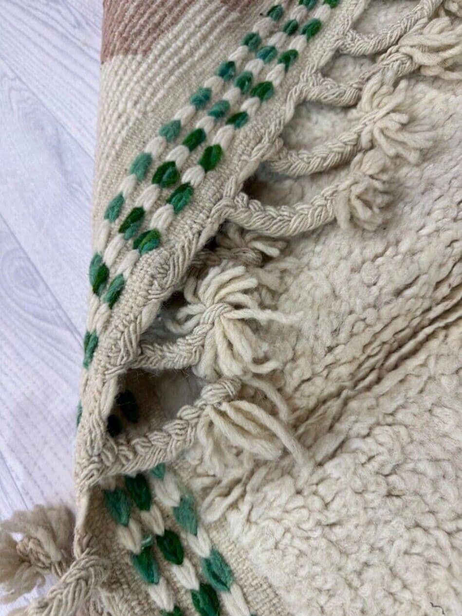 Handwoven rug 150x250 cm, wool, beige, green, Morocco - 208098