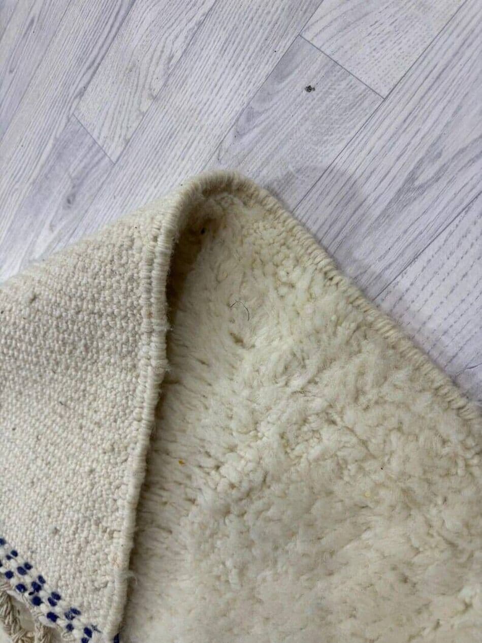 Ręcznie tkany dywan 150x250 cm, wełna, kremowy, czarny, granatowy, Maroko - 208063