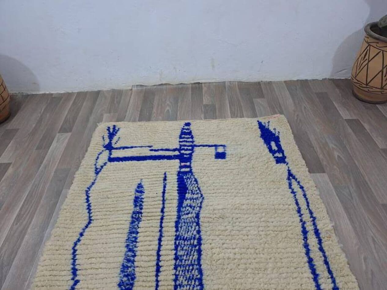 Handwoven rug 150x250 cm, wool, blue, Morocco - 208037