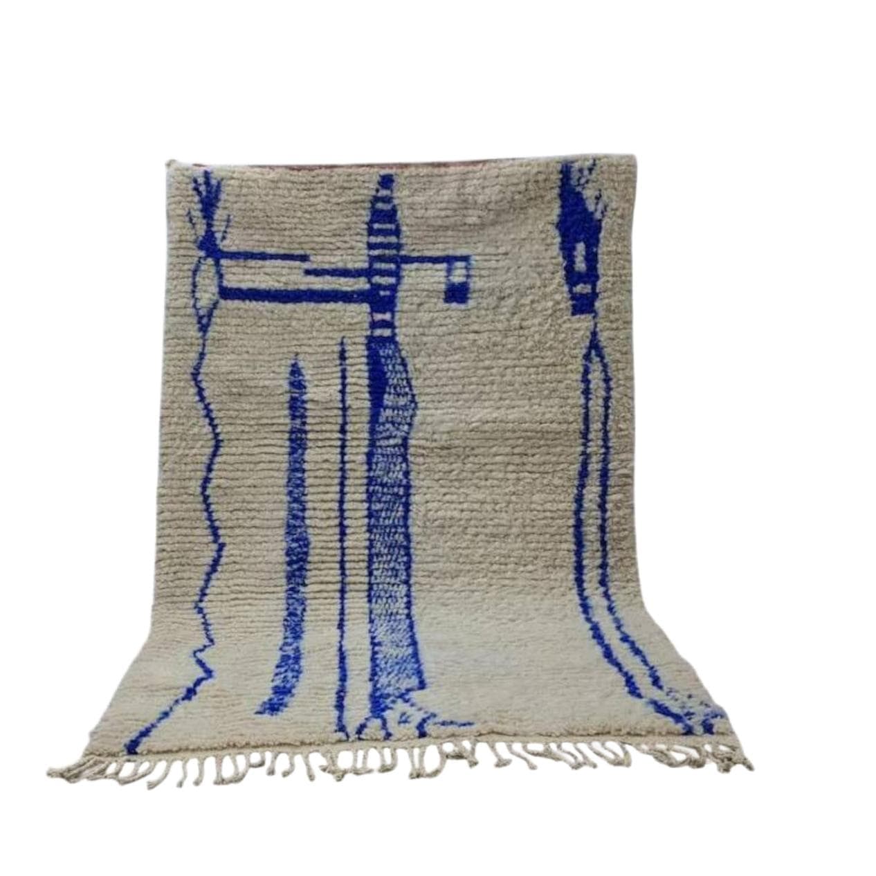 Handwoven rug 150x250 cm, wool, blue, Morocco