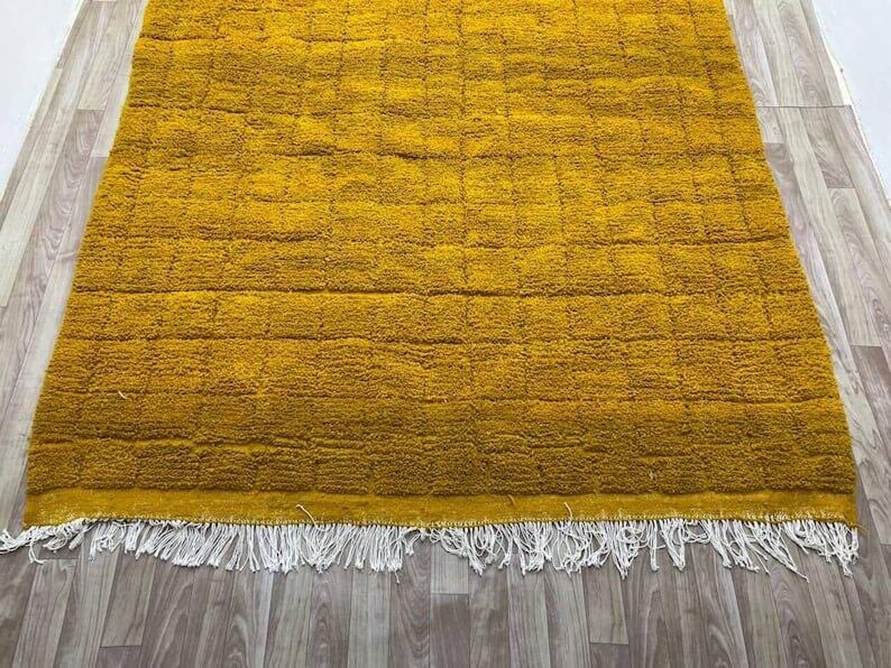 Handwoven rug 150x250 cm, wool, yellow, Morocco - 207964