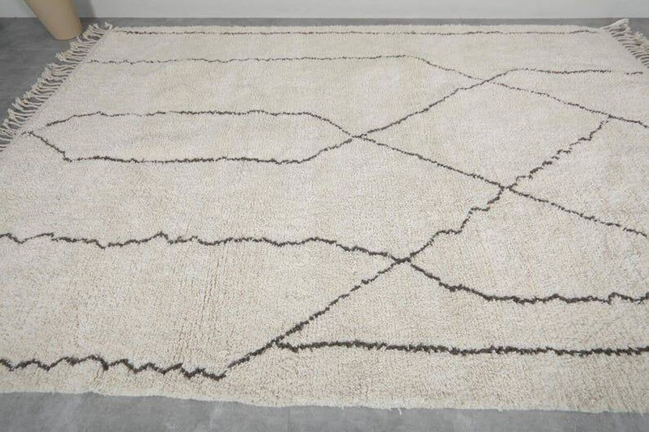 Handwoven rug 150x250 cm, wool, white, Morocco - 207938