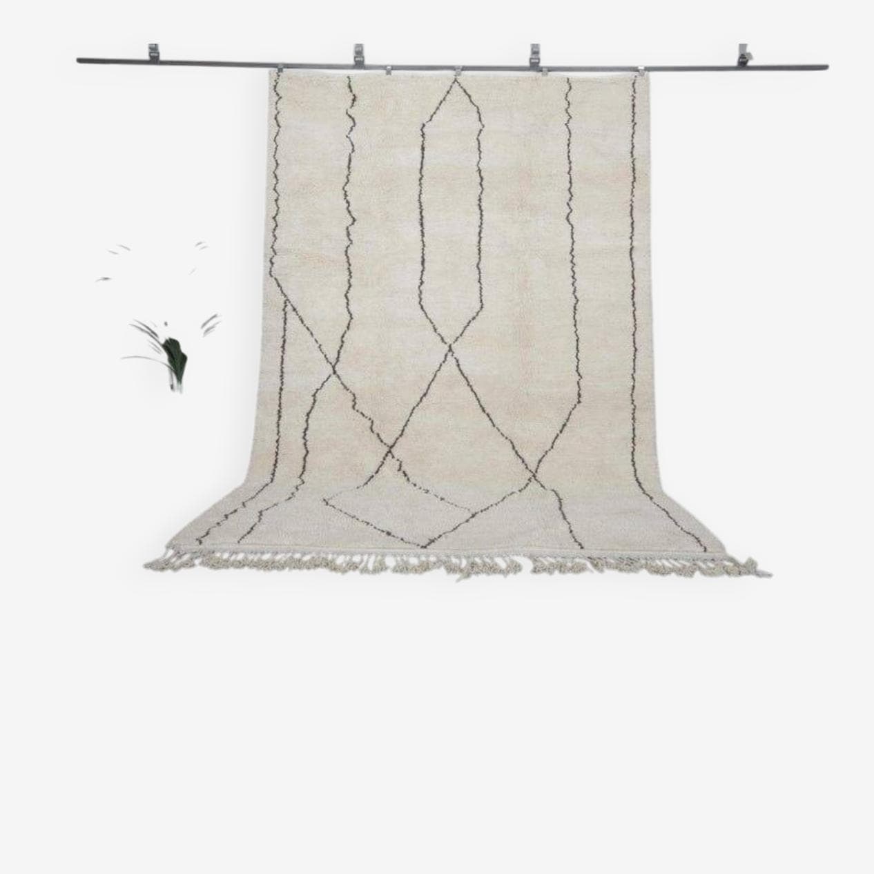 Handwoven rug 150x250 cm, wool, white, Morocco - 207934