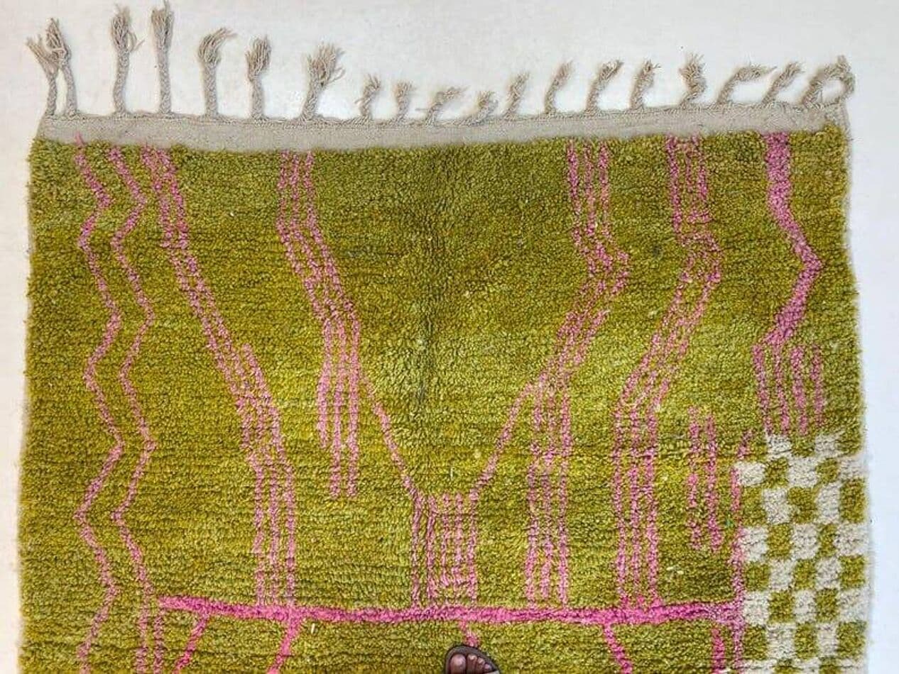 Handwoven rug 140x260 cm, wool, golden, Morocco - 207916