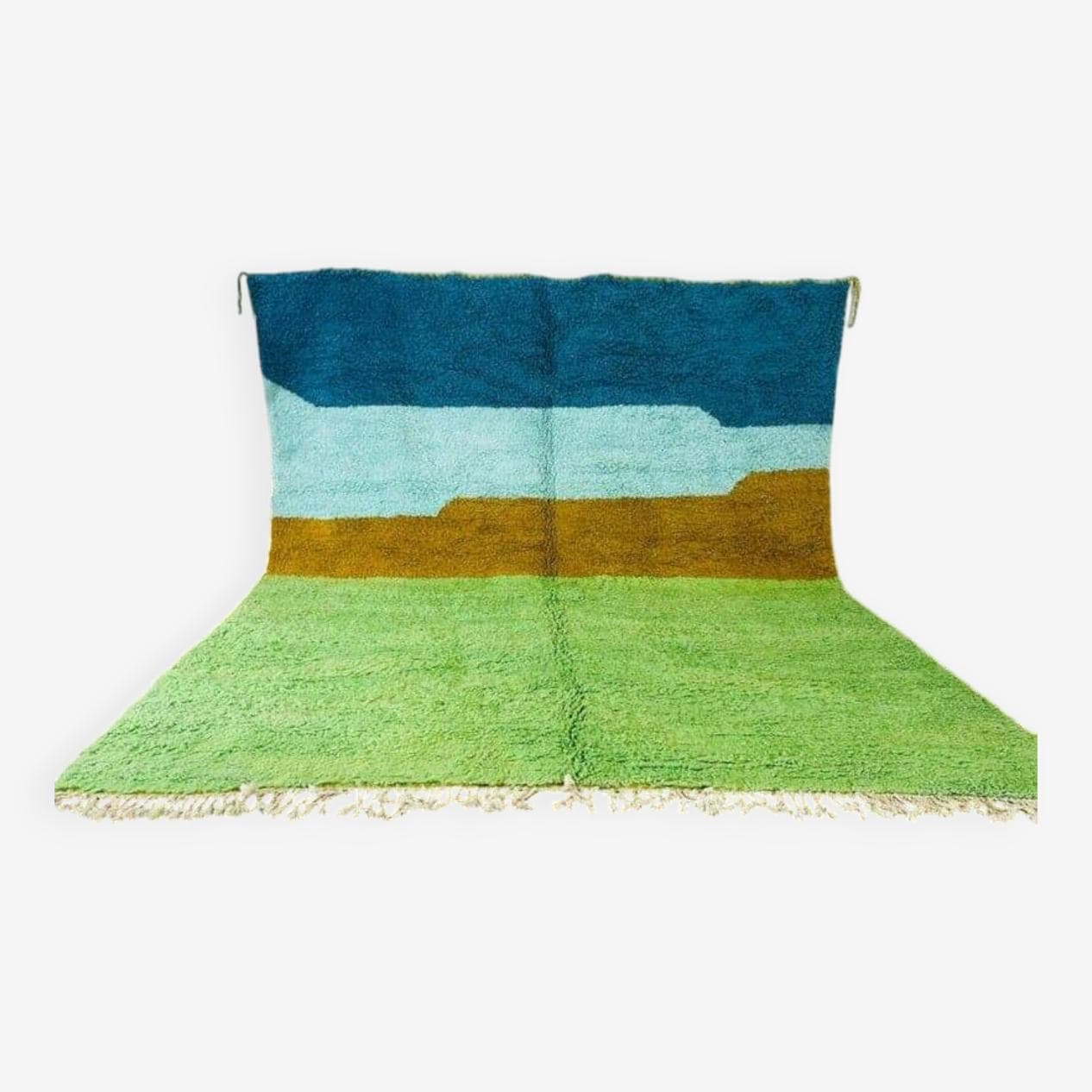 Handwoven rug 150x250 cm, wool, green, blue, brown, Morocco - 207905