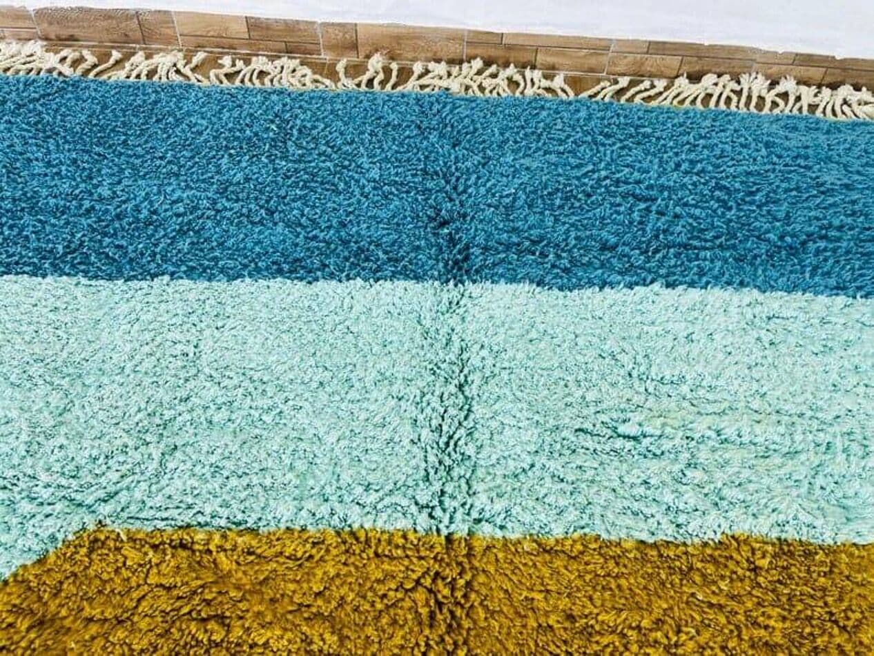 Handwoven rug 150x250 cm, wool, green, blue, brown, Morocco - 207907