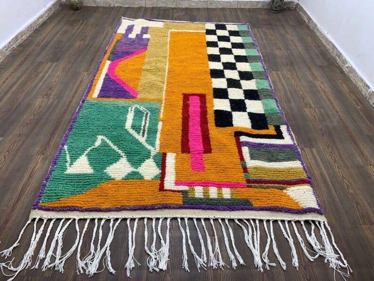 Handwoven rug 200x300 cm, wool, multicolour, Morocco - 207879
