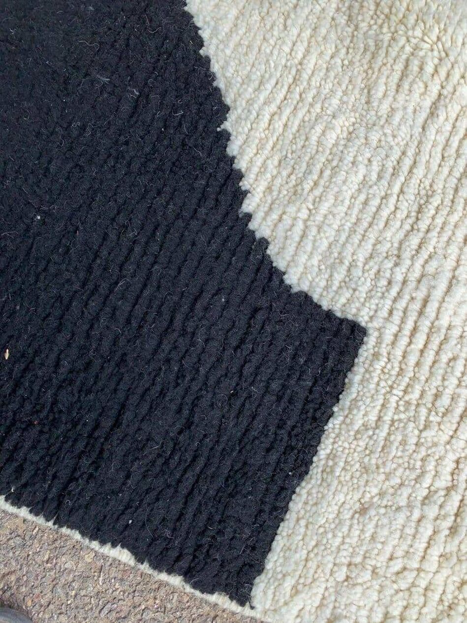 Handwoven rug 150x250 cm, wool, black, white, Morocco - 207838