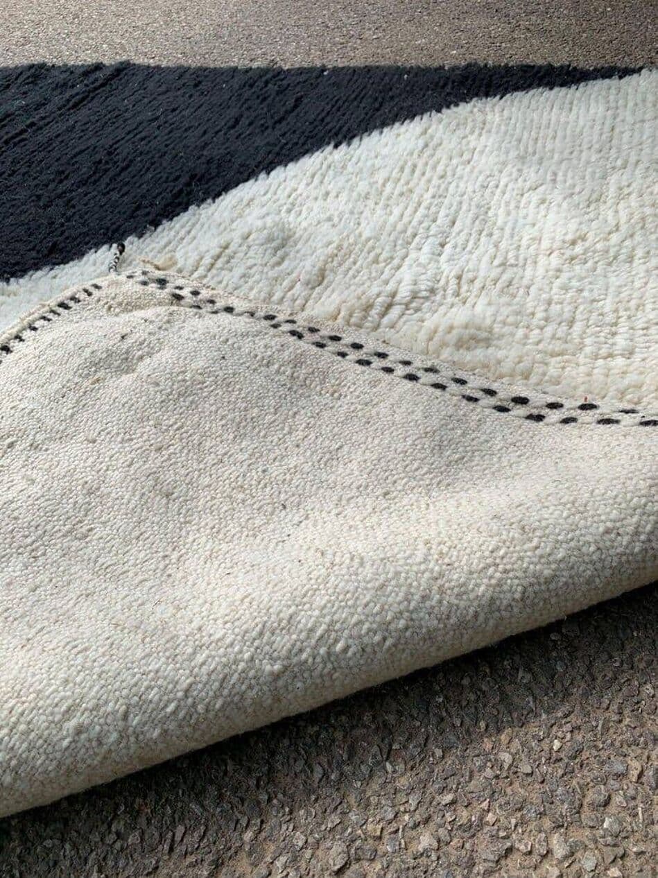 Handwoven rug 150x250 cm, wool, black, white, Morocco - 207841