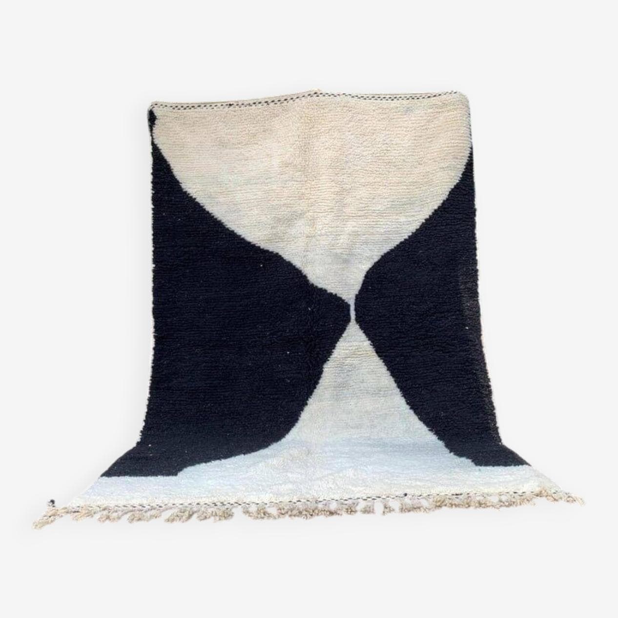 Handwoven rug 150x250 cm, wool, black, white, Morocco - 207835
