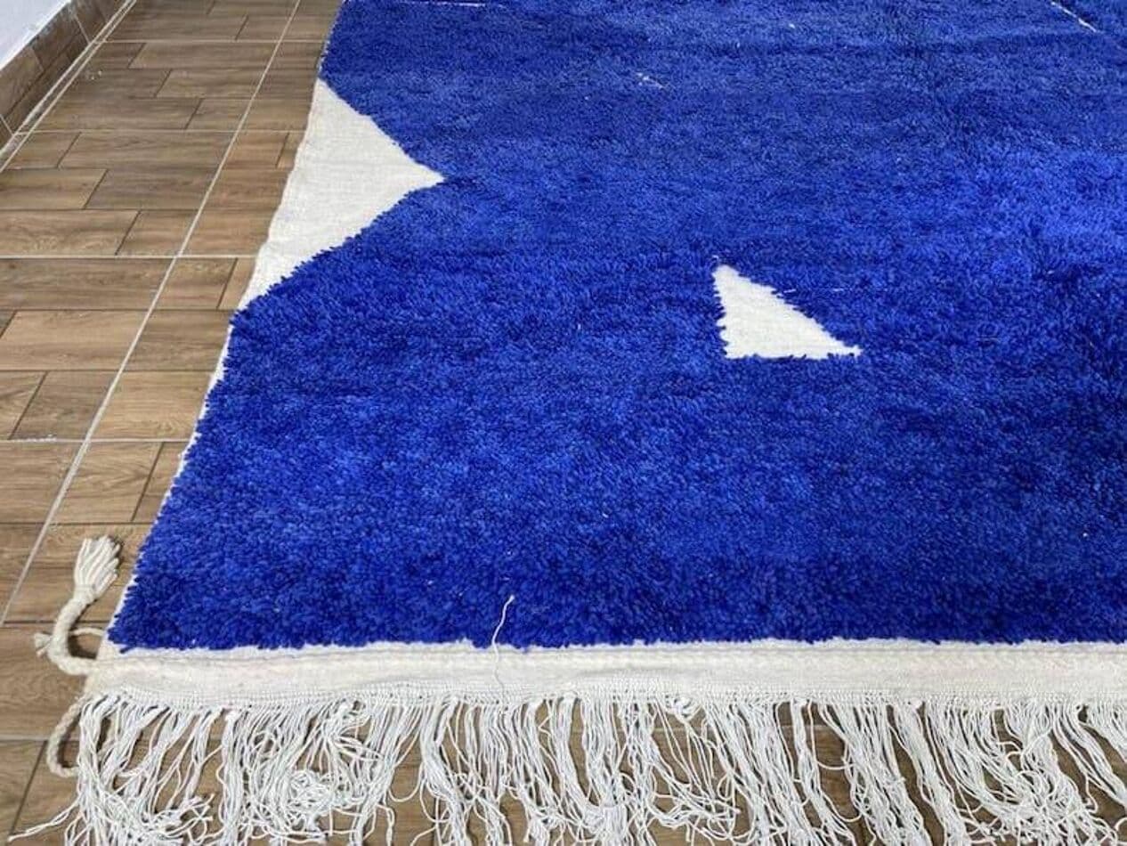 Handwoven rug 150x250 cm, wool, blue, white, Morocco - 207815