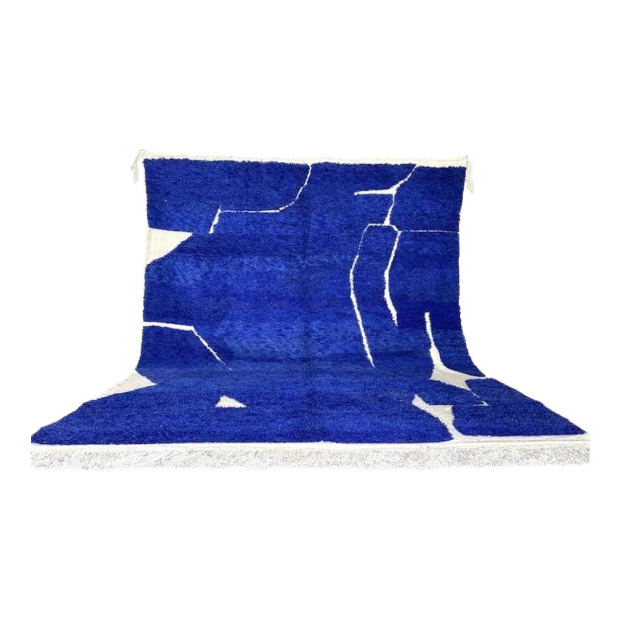 Handwoven rug 150x250 cm, wool, blue, white, Morocco