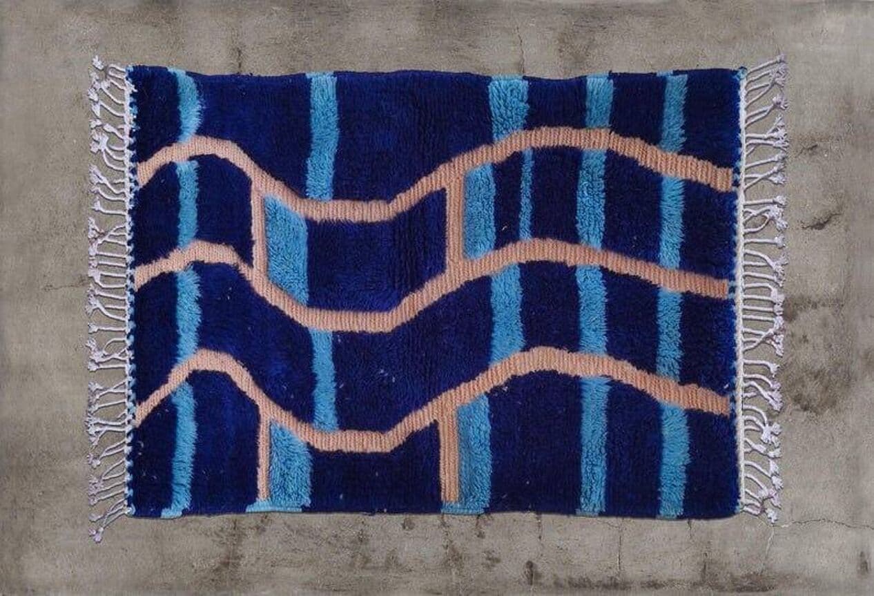 Ręcznie tkany dywan 200x300 cm, wełna, granatowy, Maroko - 207806