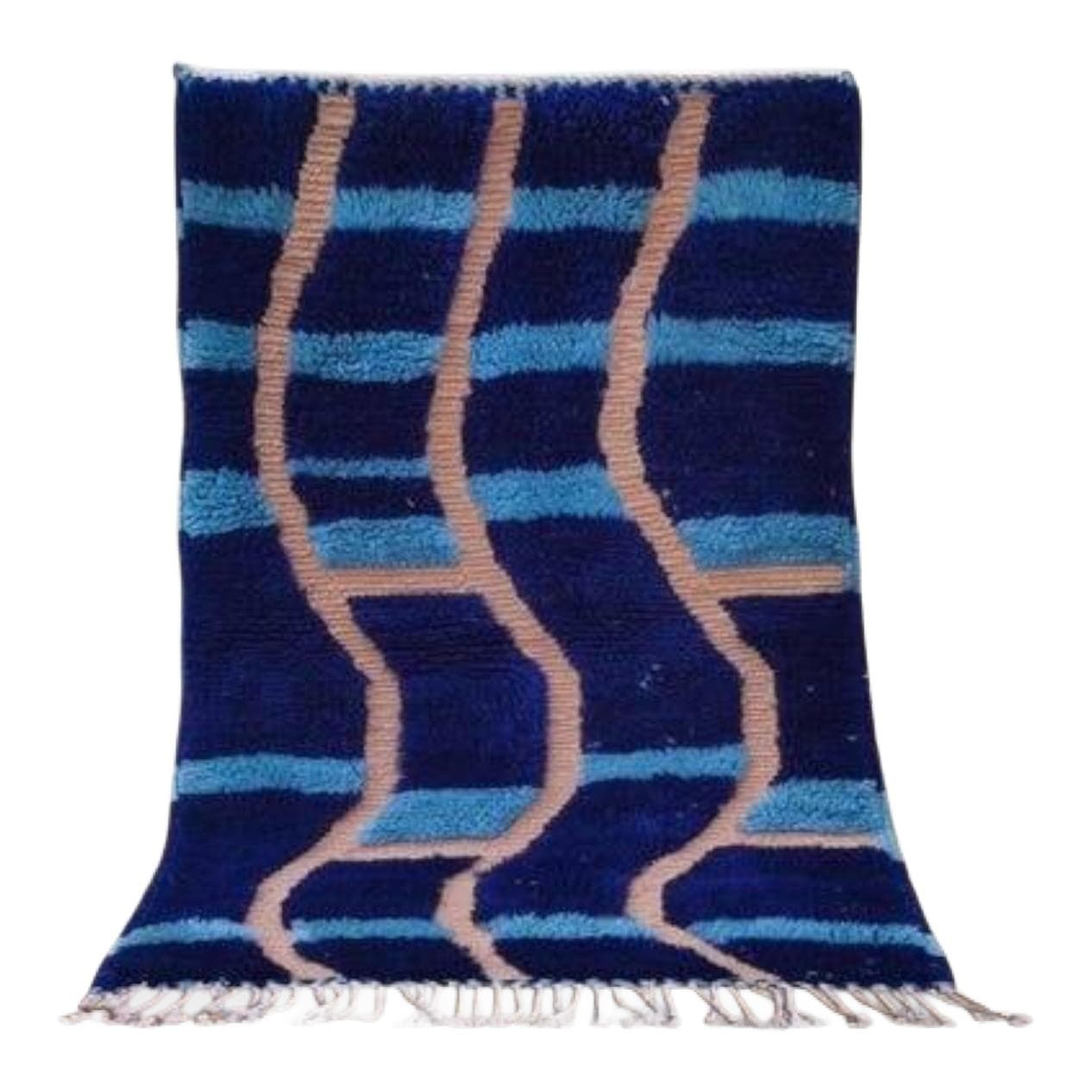 Ręcznie tkany dywan 200x300 cm, wełna, granatowy, Maroko