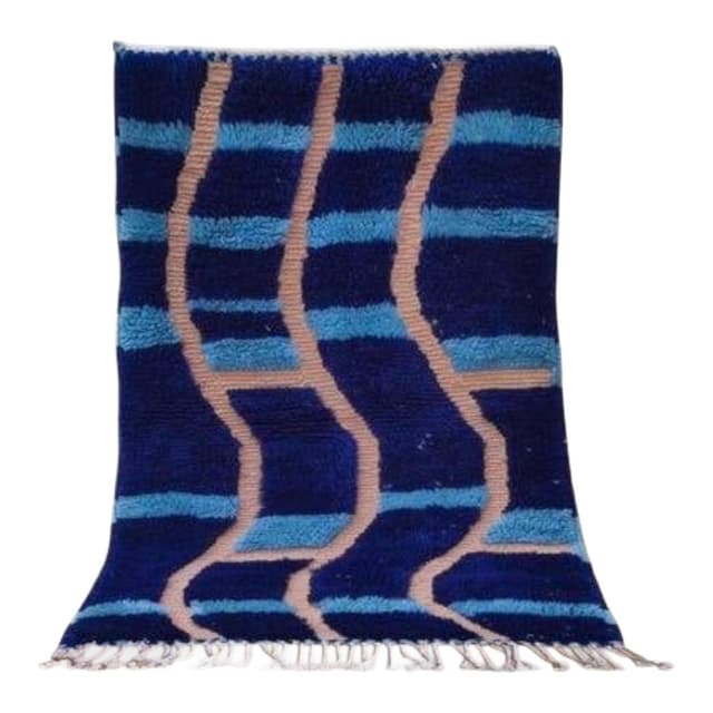 Ręcznie tkany dywan 200x300 cm, wełna, granatowy, Maroko - WYMIARY