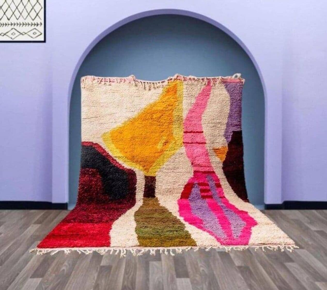 Ręcznie tkany dywan 200x300 cm, wełna, multikolor, Maroko - 207794