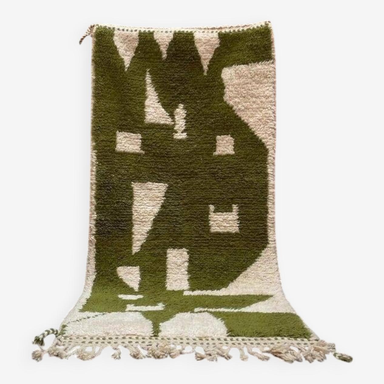 Ręcznie tkany dywan 140x260 cm, wełna, oliwkowy, Maroko - 207774