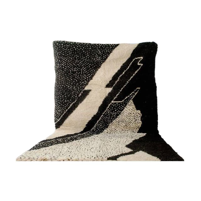 Handwoven rug 140x260 cm, wool, black, white, Morocco - DIMENSION