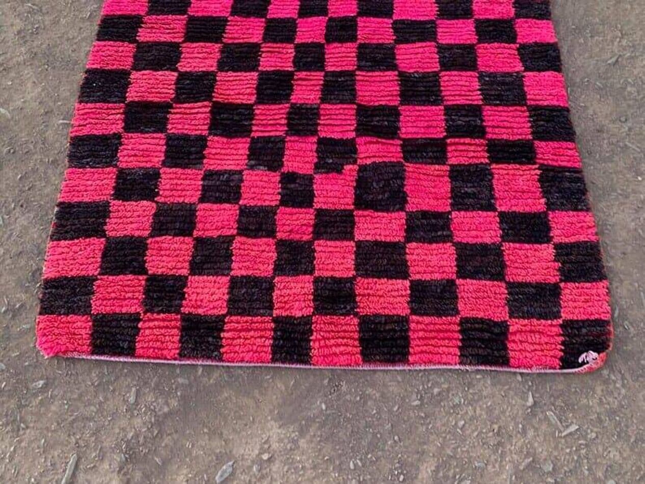 Ręcznie tkany dywan 150x250 cm, wełna, różowy, Maroko - 207731