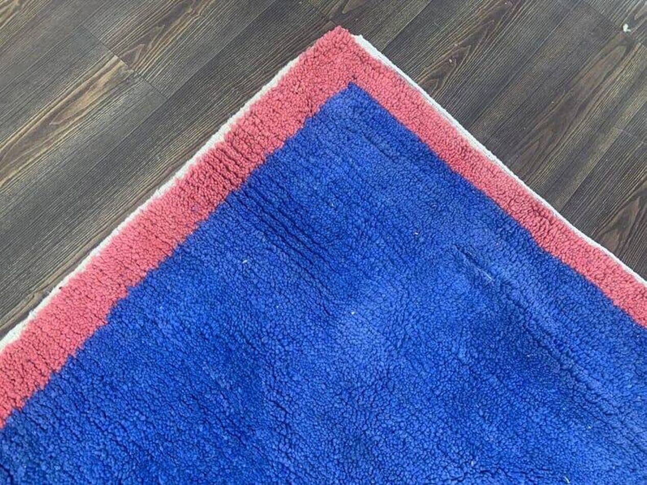 Ręcznie tkany dywan 100x200 cm, wełna, niebieski, kraj nieznany - 207695