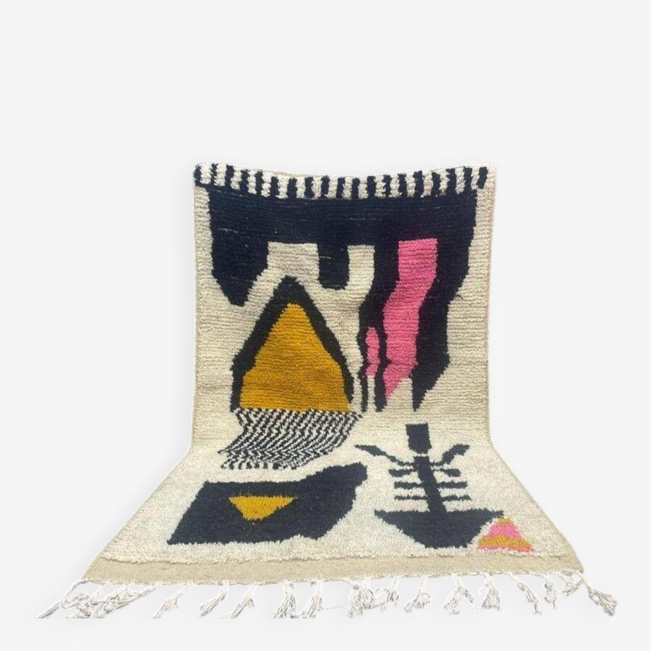 Handwoven rug 150x260 cm, wool, multicolor, Morocco - 207666