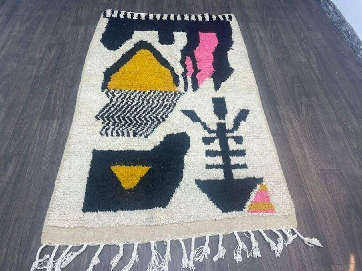 Handwoven rug 150x260 cm, wool, multicolor, Morocco - 207671