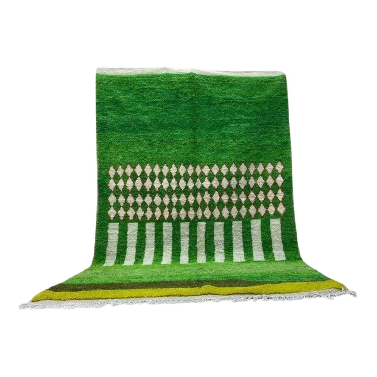 Handwoven rug 150x250 cm, wool, green, Morocco