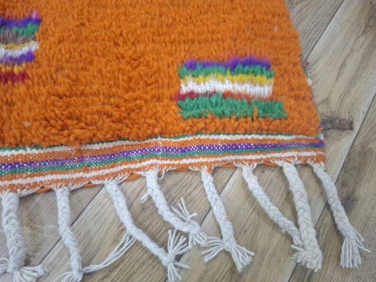Ręcznie tkany dywan 150x250 cm, wełna, pomarańczowy, żółty, zielony, niebieski, fioletowy, czerwony, Maroko - 207641