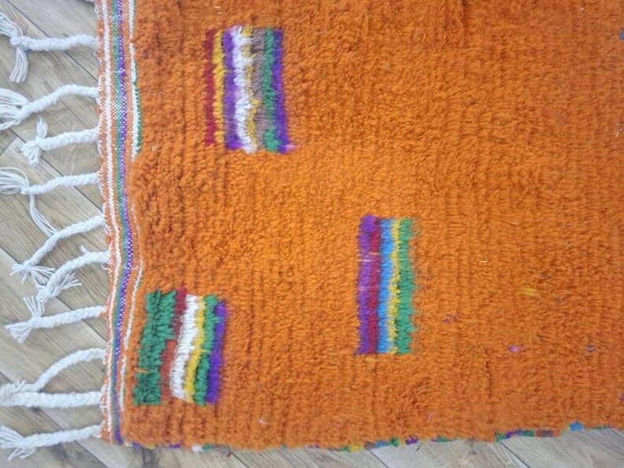 Ręcznie tkany dywan 150x250 cm, wełna, pomarańczowy, żółty, zielony, niebieski, fioletowy, czerwony, Maroko - 207643