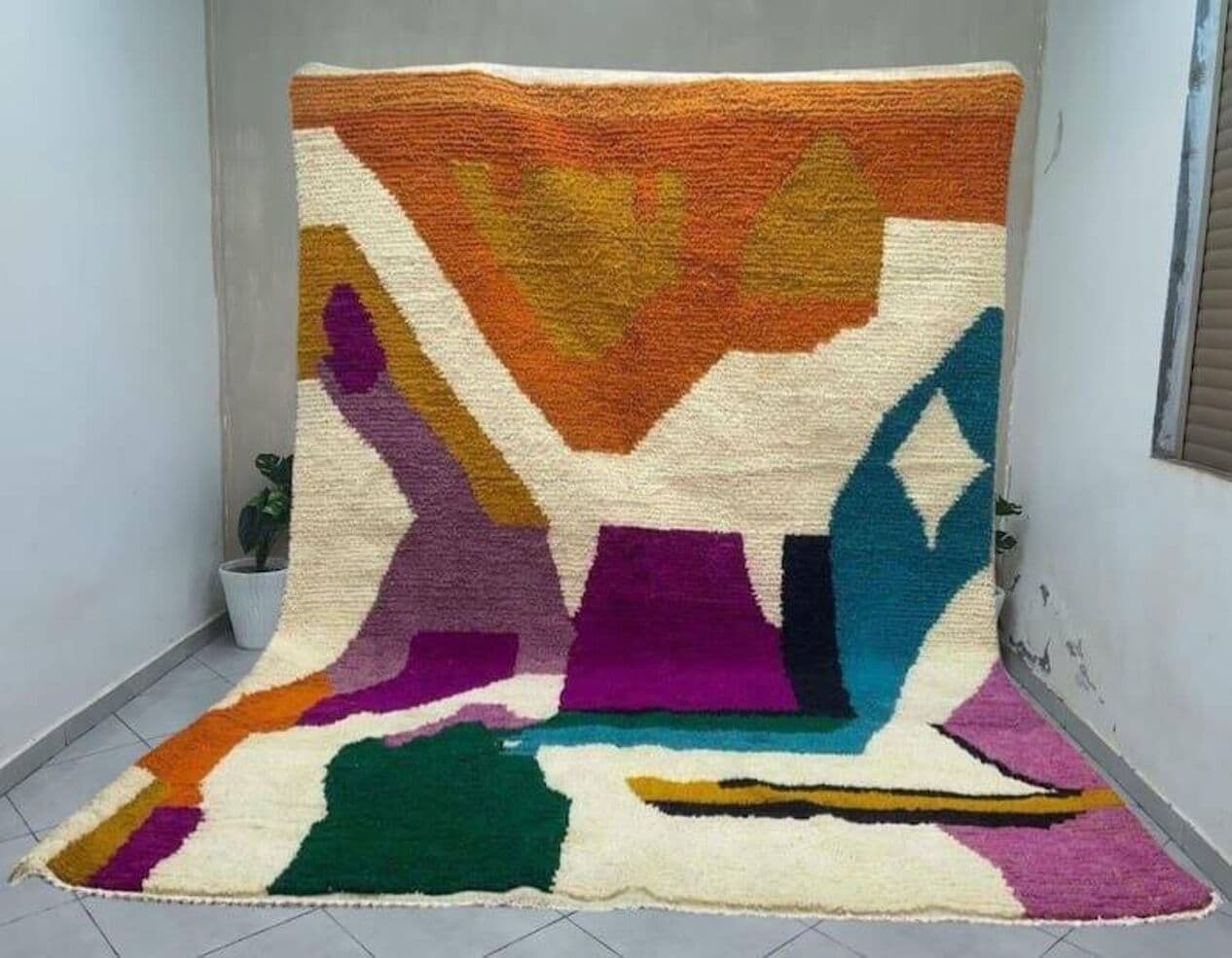 Ręcznie tkany dywan 145x255 cm, wełna, multikolor, Maroko - 207637