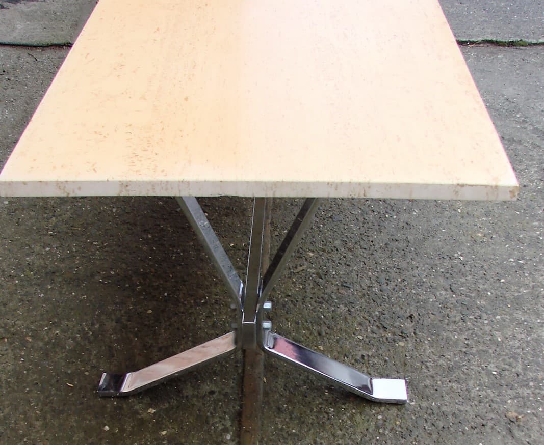 Coffee table, beige travertine, chrome steel, 1970s - 207610