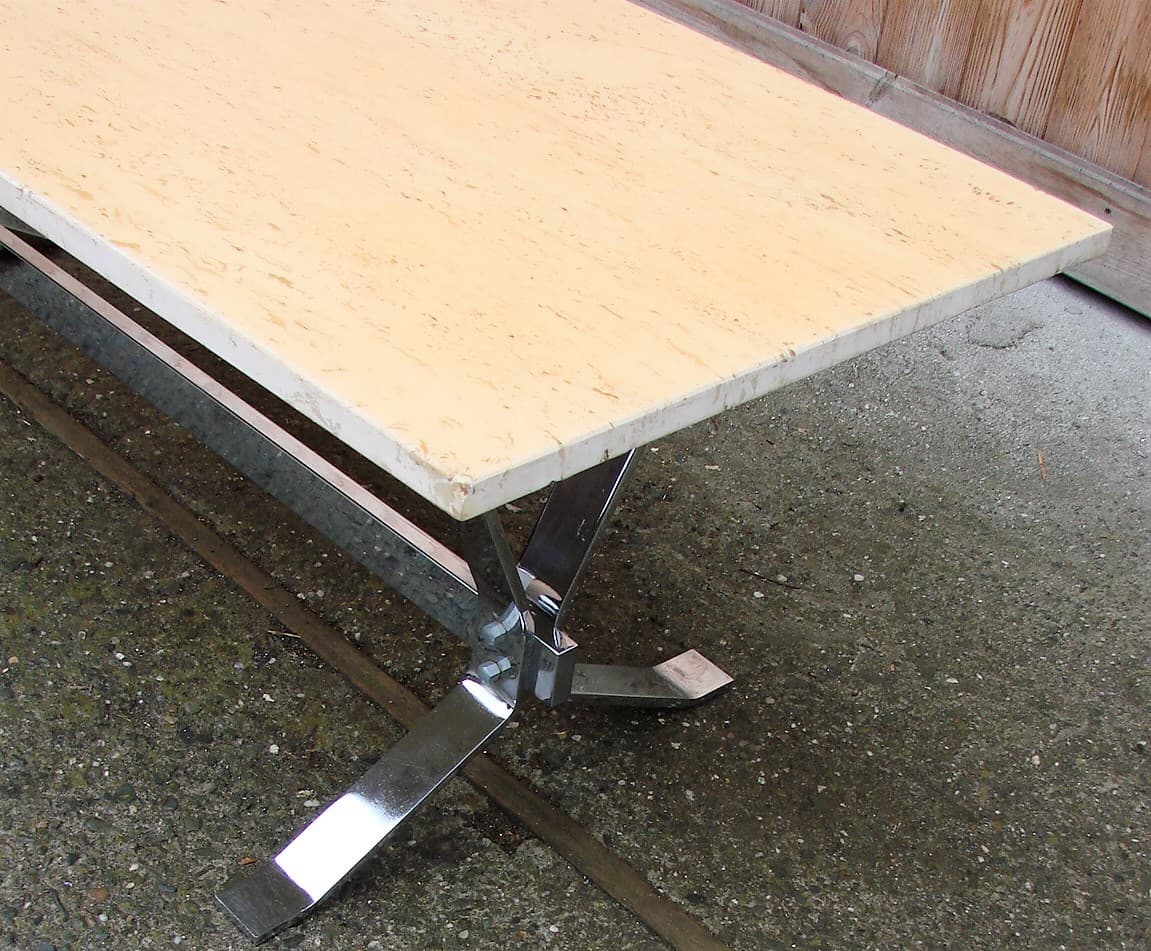 Coffee table, beige travertine, chrome steel, 1970s - 207602