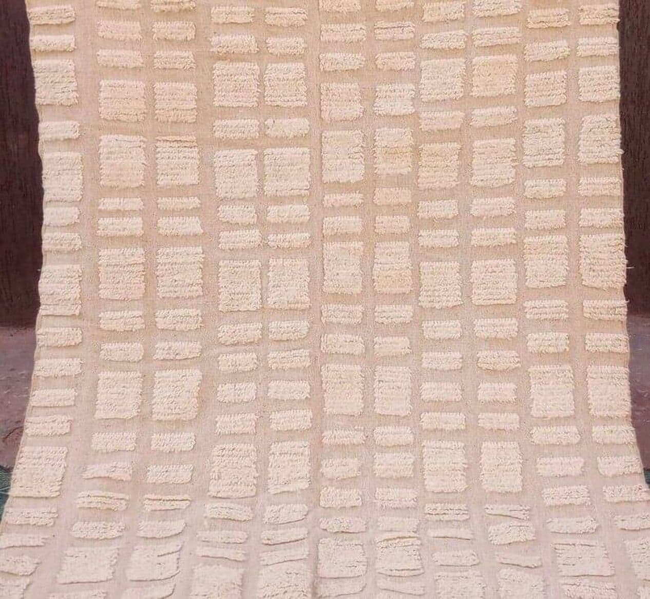 Ręcznie tkany dywan 100x200 cm, wełna, beżowy, Maroko - 209153