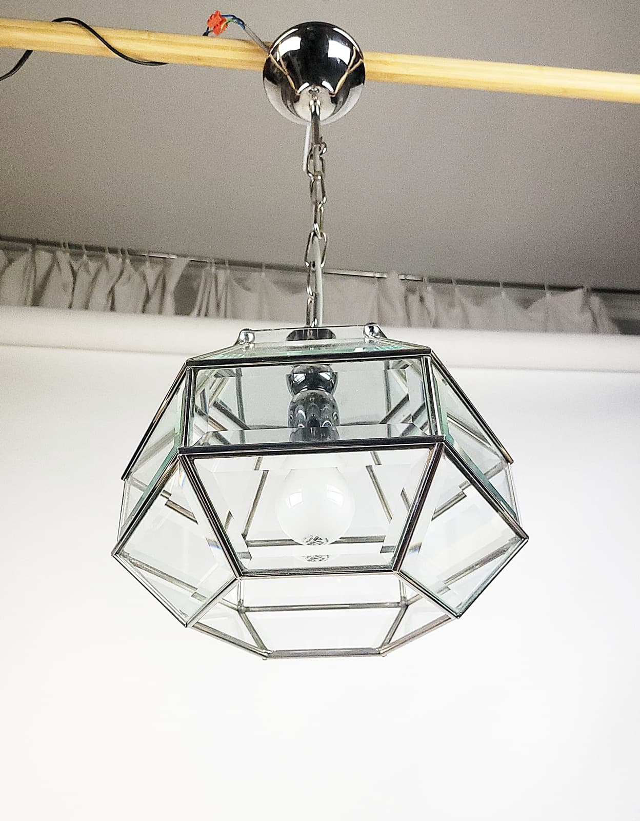 Lampa wisząca, ośmiokątna, transparent, szkło, Fontana Arte, Włochy, lata 70. - 208321