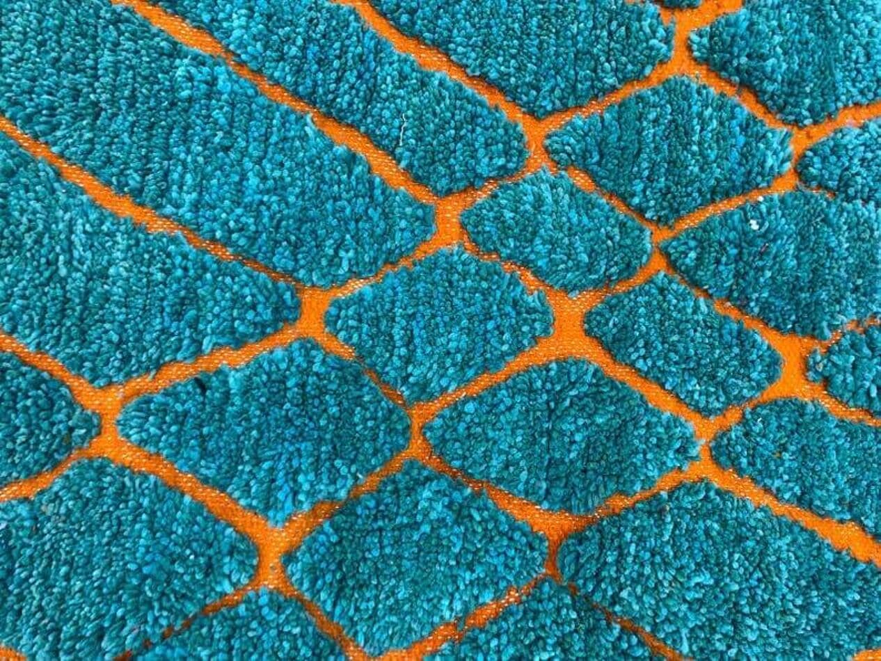 Handwoven rug 200x300 cm, wool, blue, orange, Morocco - 209065