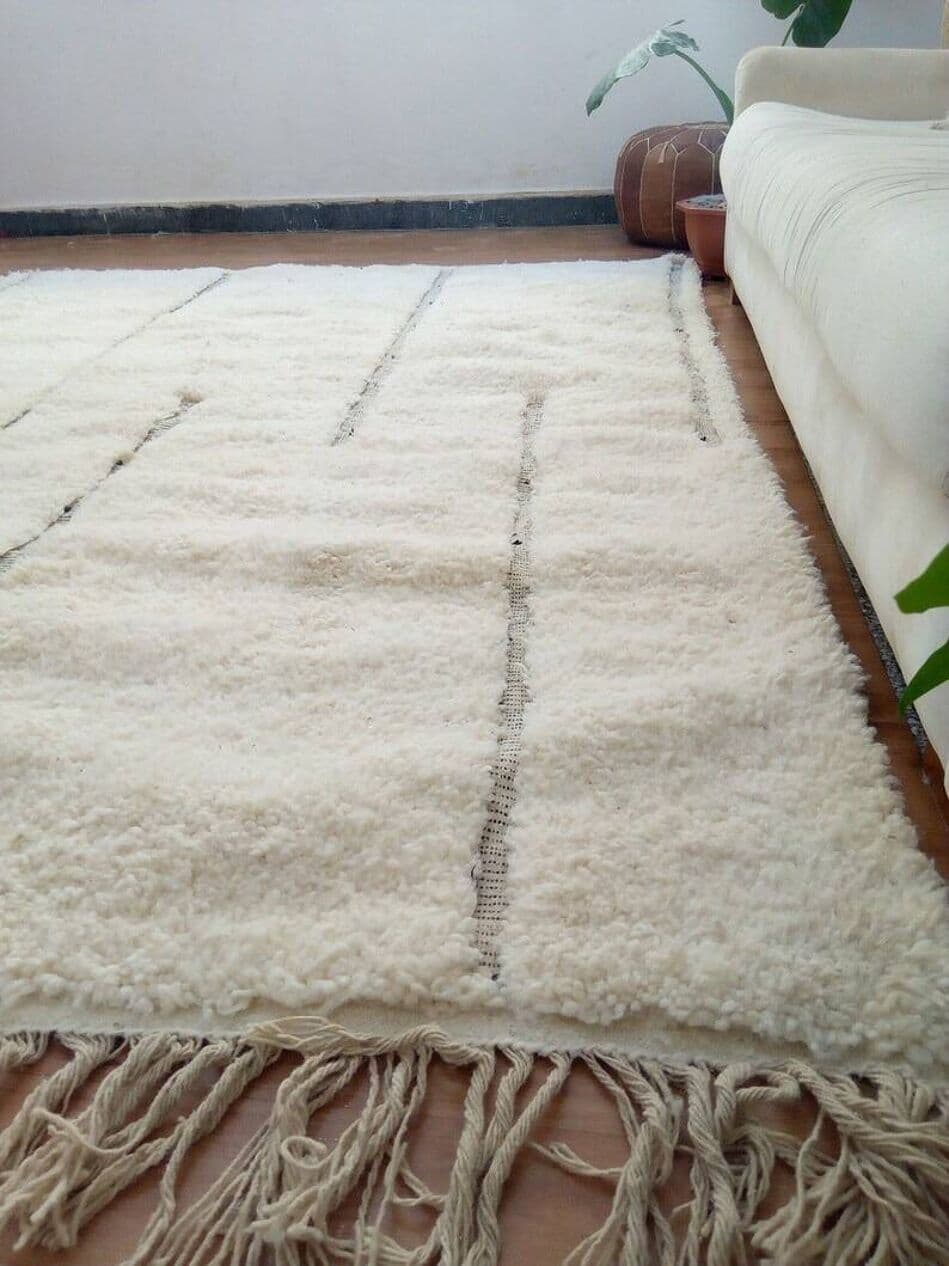 Ręcznie tkany dywan 150x250 cm, wełna, biały, Maroko - 209024