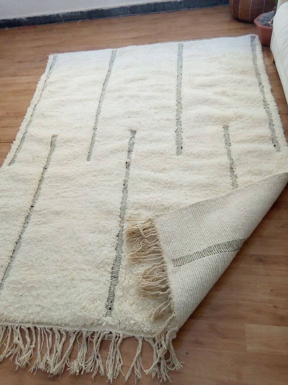 Ręcznie tkany dywan 150x250 cm, wełna, biały, Maroko - 209023