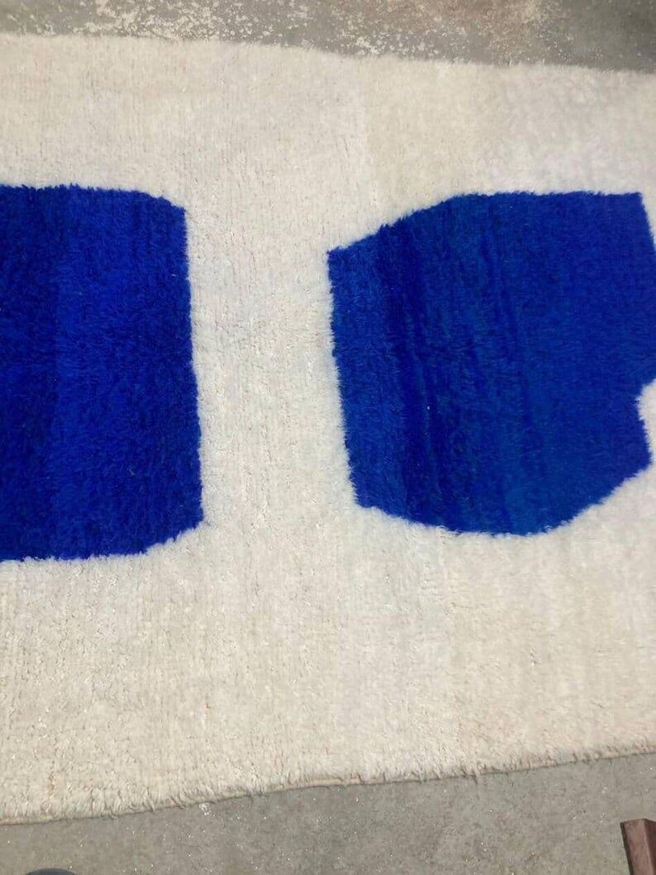 Ręcznie tkany dywan 100x200 cm, wełna, biały, niebieski, Maroko - 209013