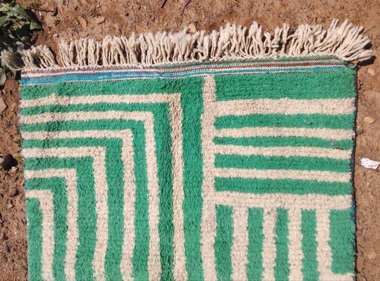 Ręcznie tkany dywan 150x250 cm, wełna, zielony, Maroko - 209001