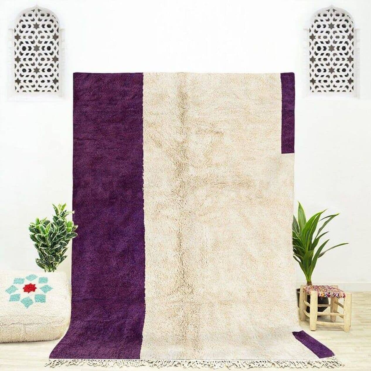 Ręcznie tkany dywan 150x250 cm, wełna, fioletowy, Maroko - 208980