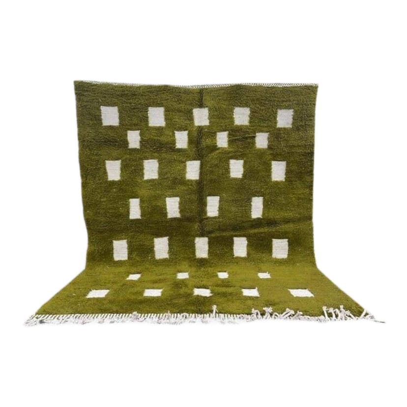 Ręcznie tkany dywan 150x250 cm, wełna, zielony, Maroko