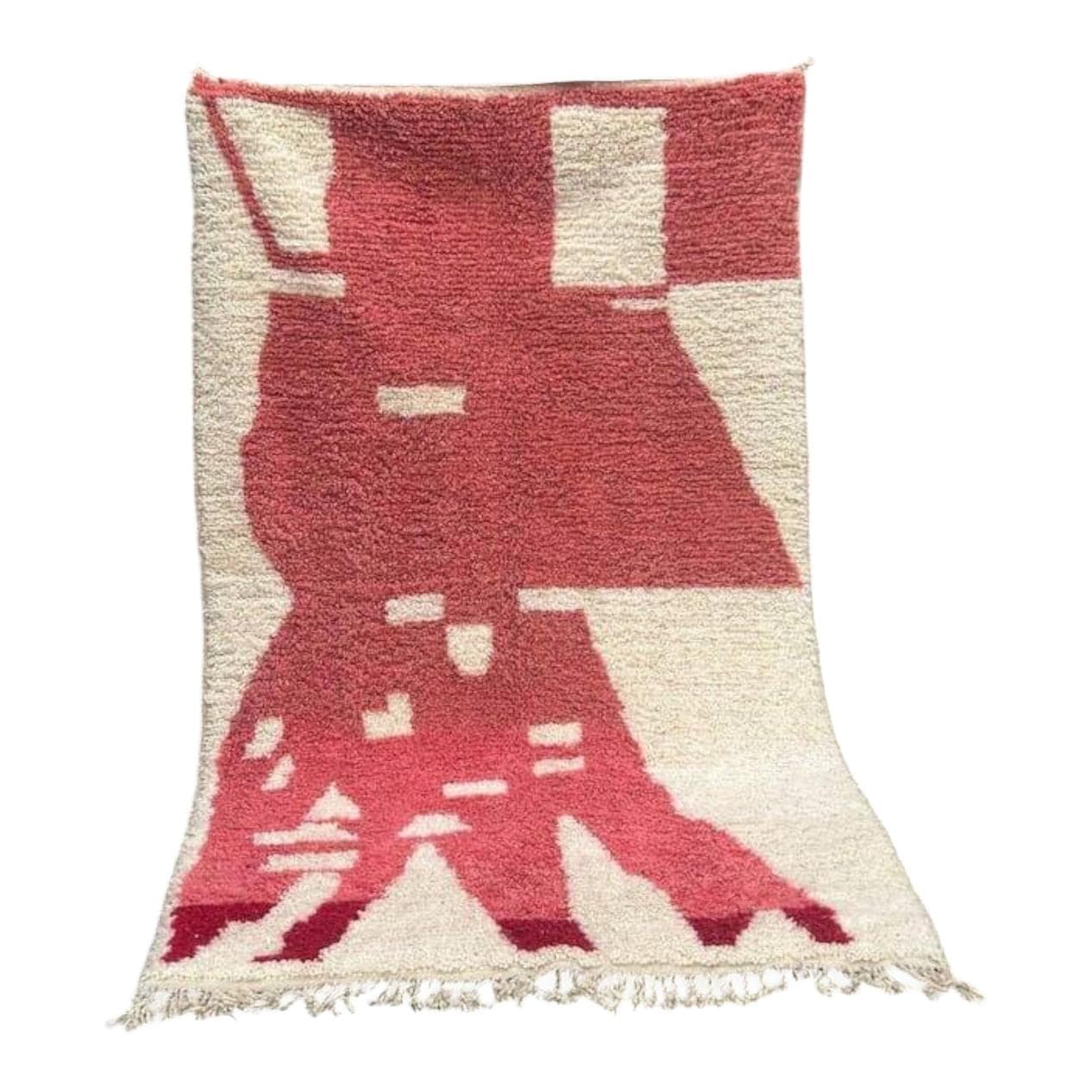 Handwoven rug 100x200 cm, wool, pink, Morocco