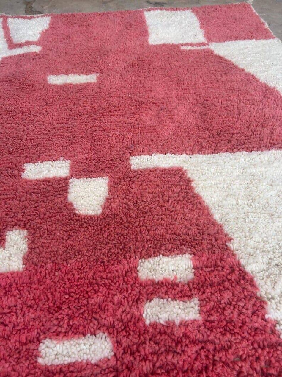 Handwoven rug 100x200 cm, wool, pink, Morocco - 208904