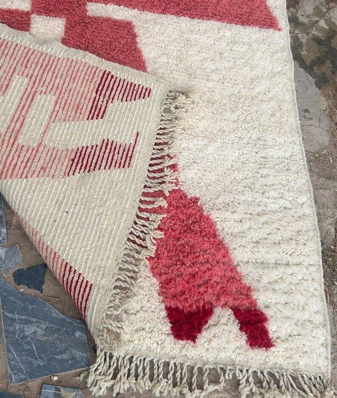 Handwoven rug 100x200 cm, wool, pink, Morocco - 208907