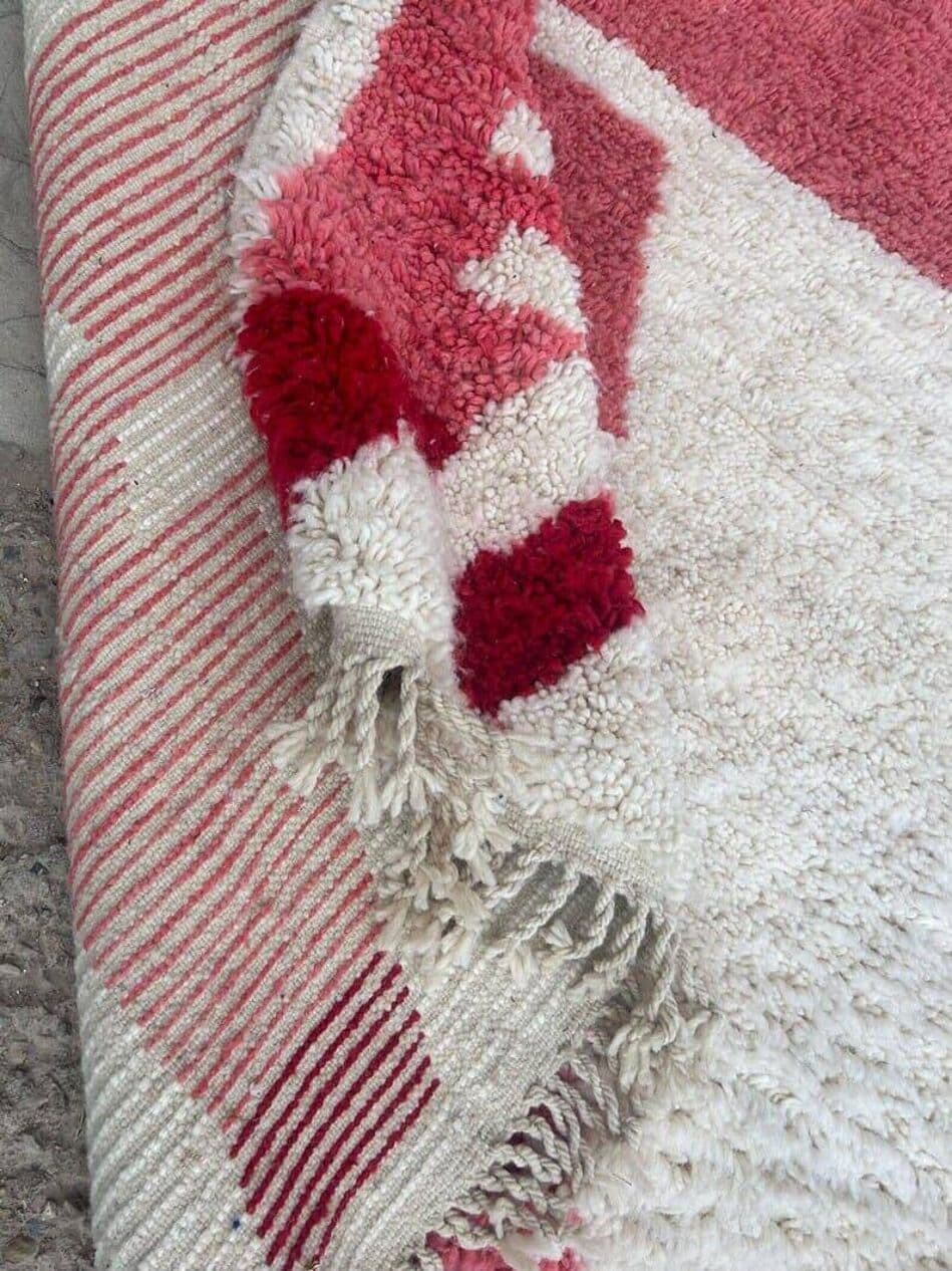 Handwoven rug 100x200 cm, wool, pink, Morocco - 208908