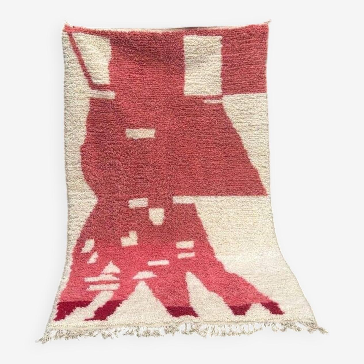 Handwoven rug 100x200 cm, wool, pink, Morocco - 208902