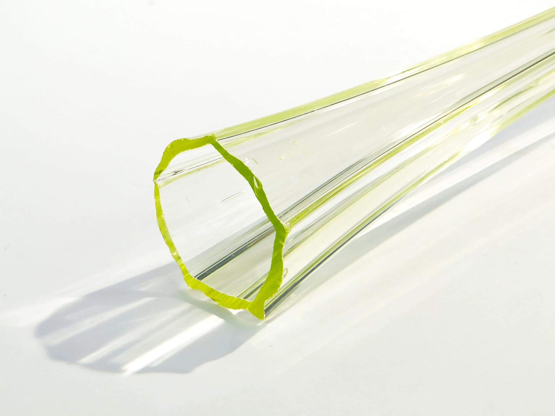 Flute Vase, Art Nouveau, light green uranium glass, Poland, 1920s - 15156