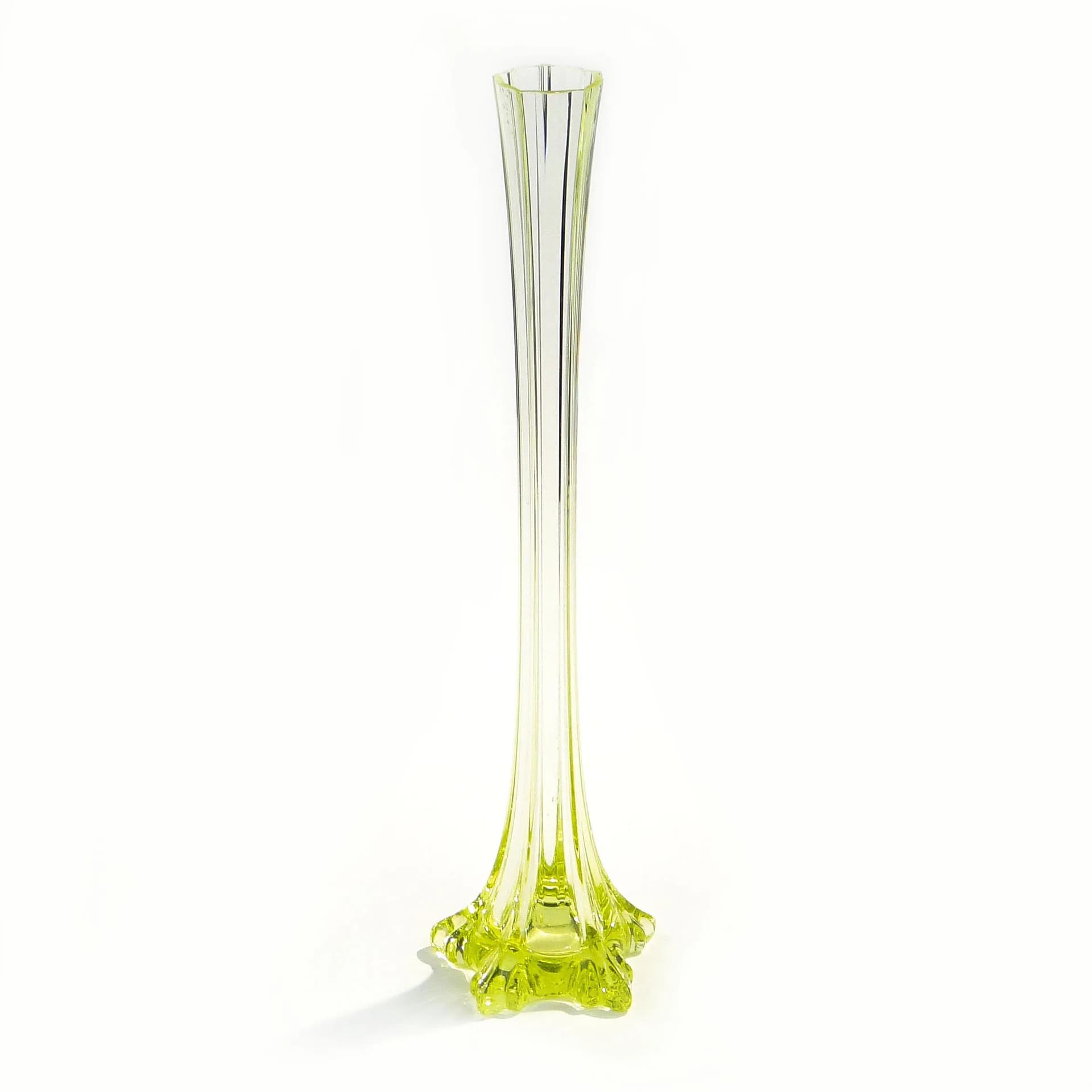 Flute Vase, Art Nouveau, light green uranium glass, Poland, 1920s - 15150
