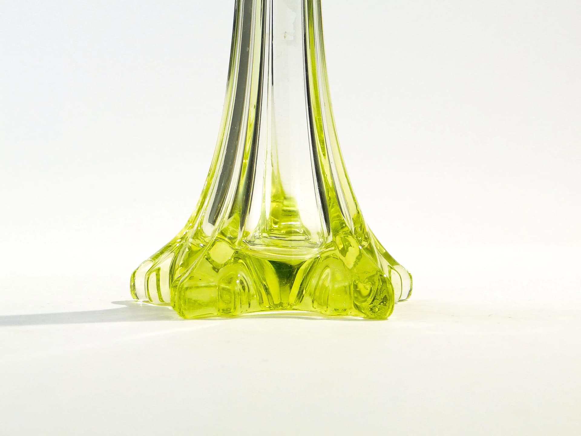 Flute Vase, Art Nouveau, light green uranium glass, Poland, 1920s - 15152